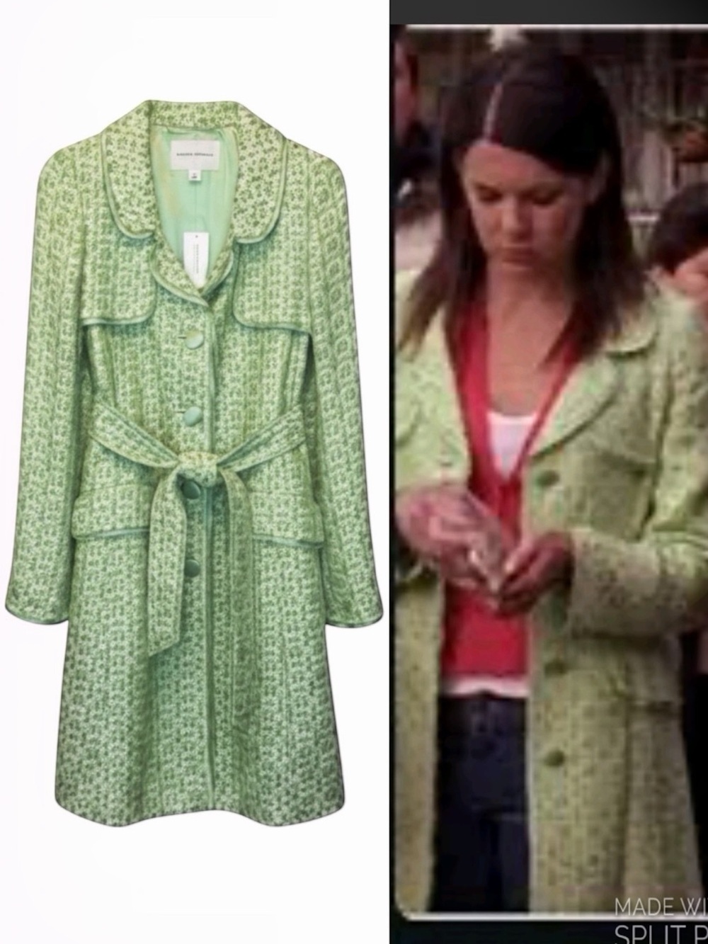 NEW Vintage 2005 Banana Republic Lime Tweed Coat Gilmore Girls Lorelai Size S